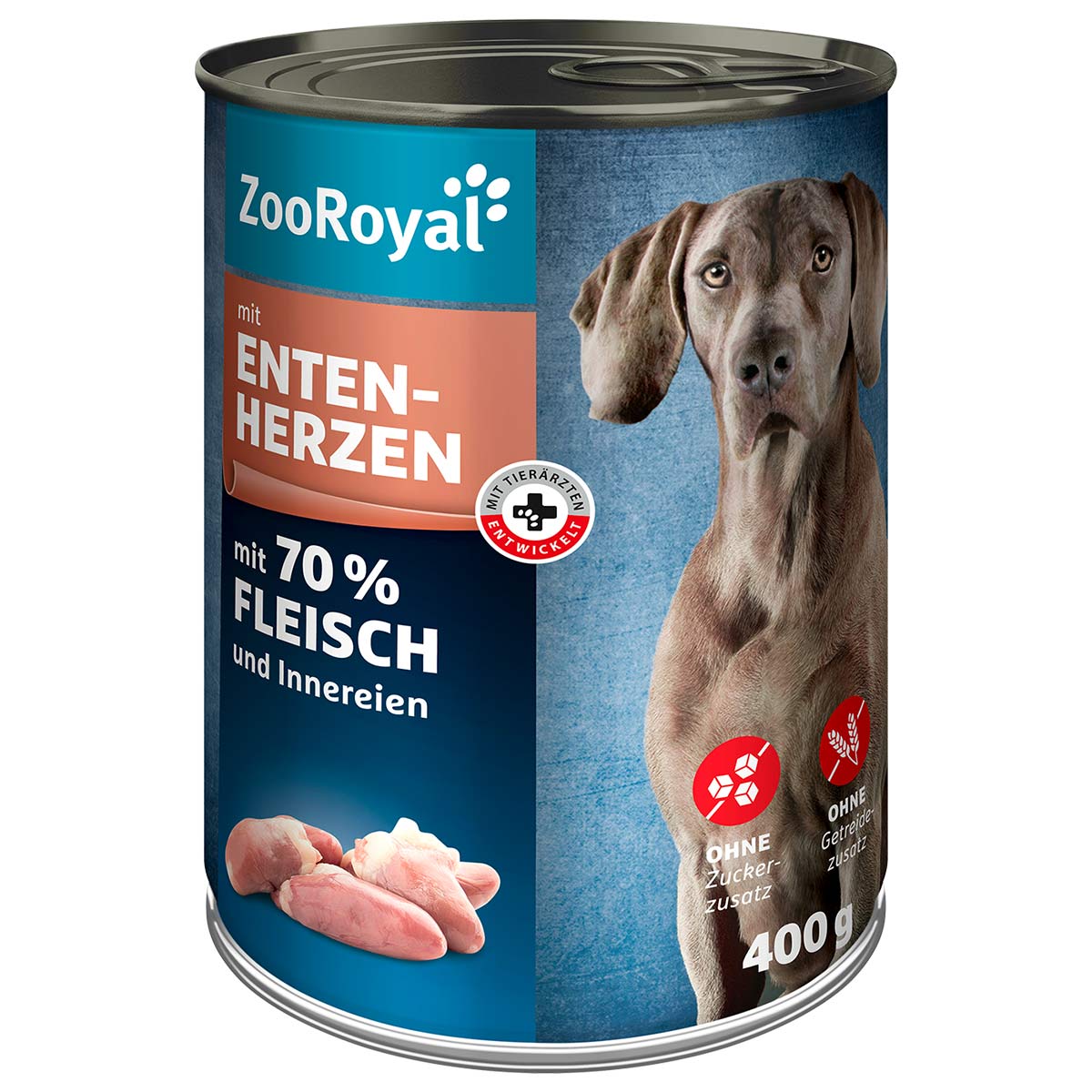 ZooRoyal Hunde-Nassfutter mit Entenherzen 6x400g