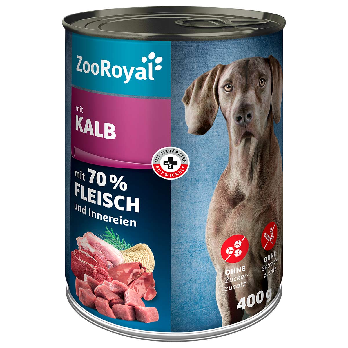 ZooRoyal Hunde-Nassfutter mit Kalb 6x400g