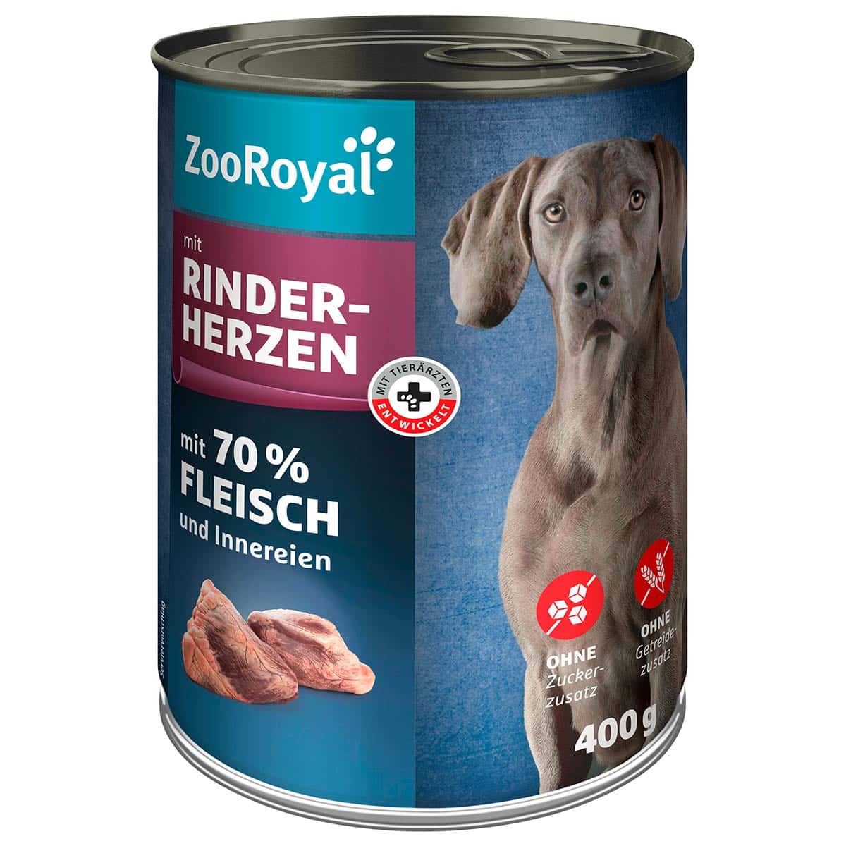 ZooRoyal Hunde-Nassfutter mit Rinderherzen 6x400g