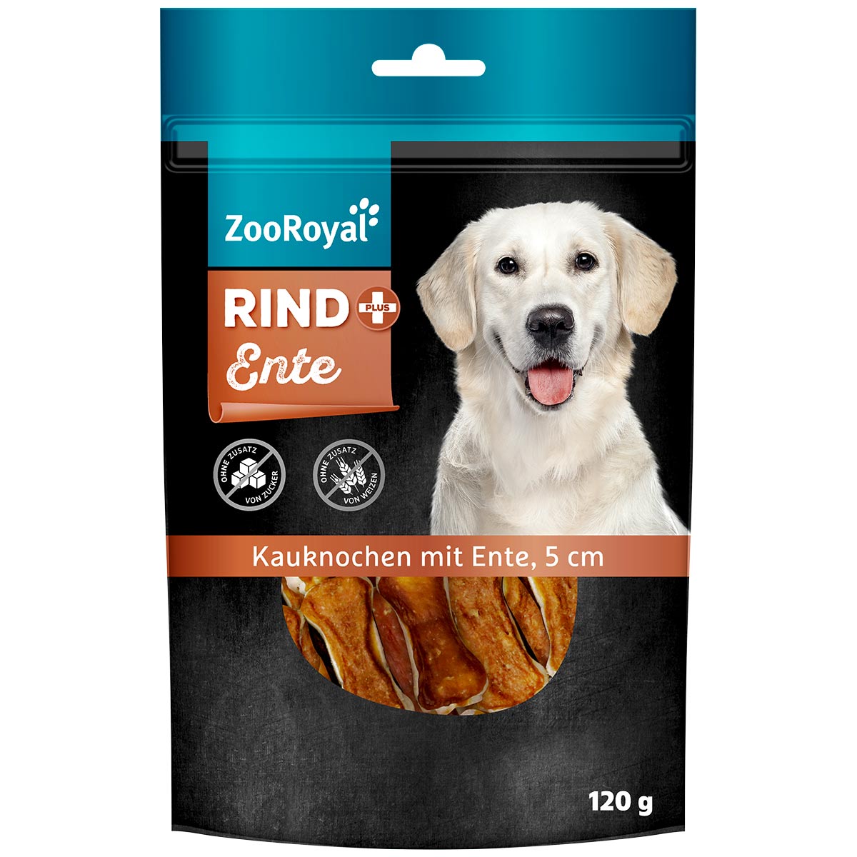 ZooRoyal Rind+ Kauknochen mit Ente 5cm 120g