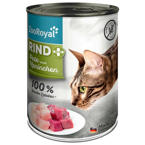 ZooRoyal Katze Rind + Pute & Kaninchen 6x400g