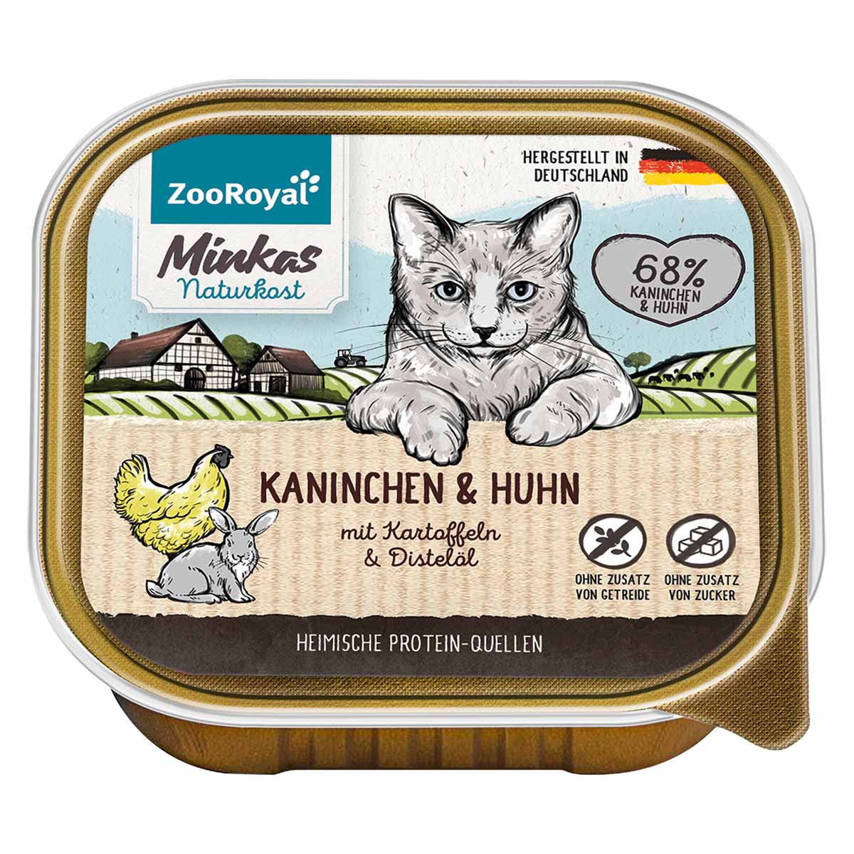 ZooRoyal Minkas Naturkost Kaninchen und Huhn mit Kartoffeln 16x100g