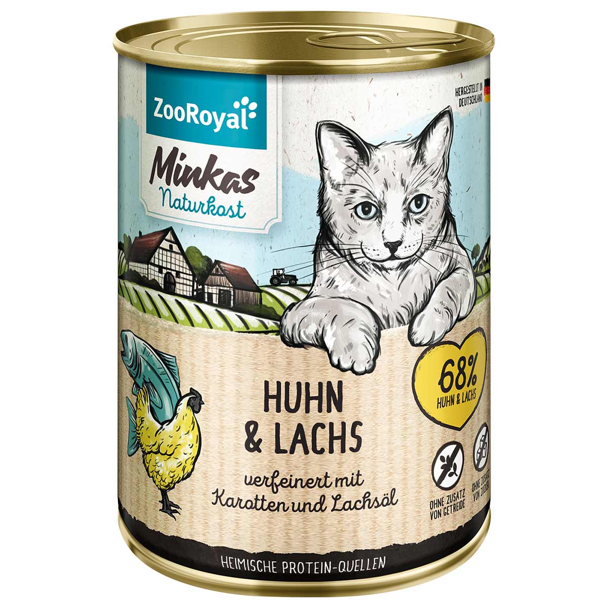 ZooRoyal Minkas Huhn und Lachs mit Karotten 12x400g